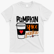 Pumpkin Spice Junkie Coffee Lover Heart T-Shirt - White