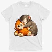 Punch The Monkey Cuddling Stuffed Animal T-Shirt - White