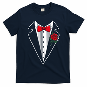 Party Tux Tuxedo Rose Bow Tie Costume Halloween T-Shirt - Navy Blue