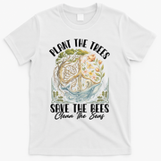 Plant The Trees Save The Bees Peace Sign Earth T-Shirt - White
