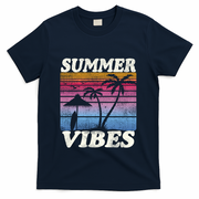 Palm Tree Tropical Beach Party Vintage Retro Summer Vibes Cute Gift T-Shirt - Navy