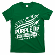 Purple Up For Military Kids American Flag T-Shirt - Green
