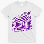 Purple Up For Military Kids American Flag T-Shirt - White