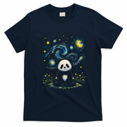 Panda Under Starry Night Sky Cosmic T-Shirt - Navy Blue