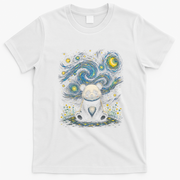 Panda Under Starry Night Sky Cosmic T-Shirt - White