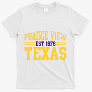 Prairie View Texas, Prairie Gift, Distressed Text T-Shirt - White