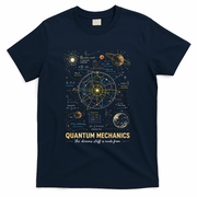 Quantum Mechanics Inspired Cosmic Space Science T-Shirt - Navy