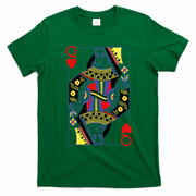 Queen Of Hearts Deck Of Cards Playing Cards Halloween Poker T-Shirt - Irish Green