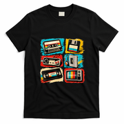 Retro 80s 90s Cassette Tapes Graphic Funny Vintage Outfit T-Shirt - Black