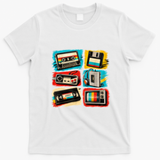 Retro 80s 90s Cassette Tapes Graphic Funny Vintage Outfit T-Shirt - White