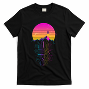 Retro 80s Space Shuttle Launch Circuit Mountain T-Shirt - Black