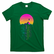 Retro 80s Space Shuttle Launch Circuit Mountain T-Shirt - Green