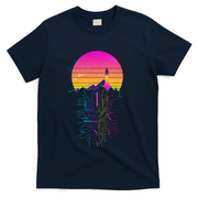 Retro 80s Space Shuttle Launch Circuit Mountain T-Shirt - Navy