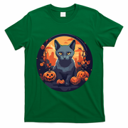 Russian Blue Cat Halloween Pumpkin Love Cats T-Shirt - Irish Green