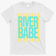 River Babe Retro Stripes Sunshine T-Shirt - White