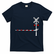 Railroad Crossing Barrier Sign Halloween Costume DIY Funny T-Shirt - Navy Blue