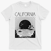 Retro California Rising Sun Palms And Ocean Summer T-Shirt - White