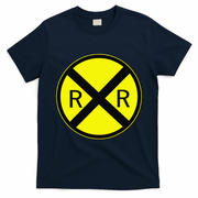 Railroad Crossing Sign Simple Easy Halloween Costume T-Shirt - Navy Blue