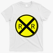 Railroad Crossing Sign Simple Easy Halloween Costume T-Shirt - White