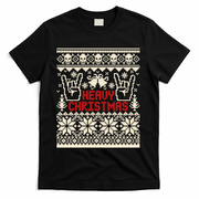 Rock Christmas Ugly Sweater Rocknroll Music Merry Christmas Gift T-Shirt - Black