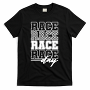 Race Day Checkered Racing Family Matching Fan T-Shirt - Black