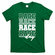Race Day Checkered Racing Family Matching Fan T-Shirt - Green
