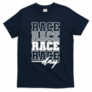 Race Day Checkered Racing Family Matching Fan T-Shirt - Navy