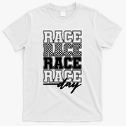 Race Day Checkered Racing Family Matching Fan T-Shirt - White