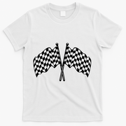 Race Day Checkered Flag Racing Fan Front And Back T-Shirt - White