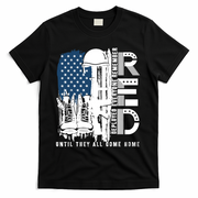 Red Friday Military We Wear Red Support Our Troops US Flag T-Shirt - Black