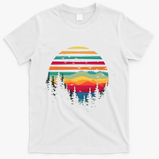 Retro Forest Sunset Nature Valley T-Shirt - White