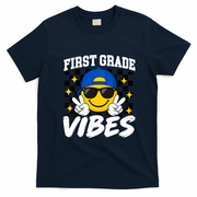 Retro First Vibes Back To School 1st Grade T-Shirt - Navy Blue