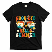Retro Groovy Goodbye 9th Grade Graduation Hello Summer Funny Gift T-Shirt - Black