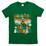 Retro Groovy Goodbye 9th Grade Graduation Hello Summer Funny Gift T-Shirt - Green