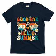 Retro Groovy Goodbye 9th Grade Graduation Hello Summer Funny Gift T-Shirt - Navy