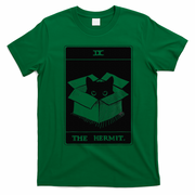Retro Halloween Black Cat The Hermit Tarot Card Witchcraft T-Shirt - Irish Green