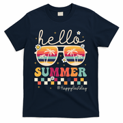 Retro Hello Summer Happy Last Day Of School Teacher Student T-Shirt - Navy