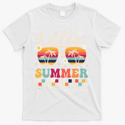 Retro Hello Summer Happy Last Day Of School Teacher Student T-Shirt - White