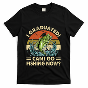 Retro I Graduated Can I Go Fishing Now Cute Graduation T-Shirt - Black