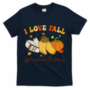 Retro I Love Fall Prevention Fall Physical Therapy Groovy T-Shirt - Navy