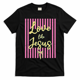 Retro Love Like Jesus Striped  T-Shirt - Black