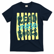 Read More Books Stripes Bookish Gift T-Shirt - Navy Blue