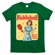 Retro Pickleball Funny Because Murder Is Wrong T-Shirt - Green