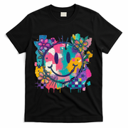 Retro Painted Smiley Emoji T-Shirt - Black