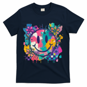 Retro Painted Smiley Emoji T-Shirt - Navy