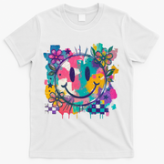 Retro Painted Smiley Emoji T-Shirt - White