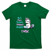 Rock Paper Scissors Throat Punch I Win Unicorn Funny Adult Humor T-Shirt - Irish Green