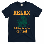 Raccoon Relax Nothing Under Control T-Shirt - Navy