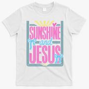 Retro Sunshine And Jesus Faith Striped Summer T-Shirt - White