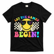 Retro Smiley Emoji Field Day Let The Games Begin T-Shirt - Black